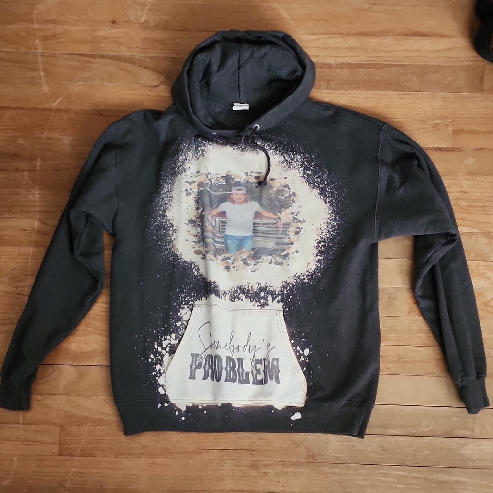 Black Graphic Hoodie Bleached Morgan Wallen Print